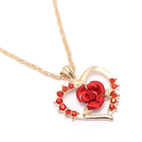 Collier Coeur Rose Rouge