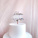 cake topper happy birthday silver